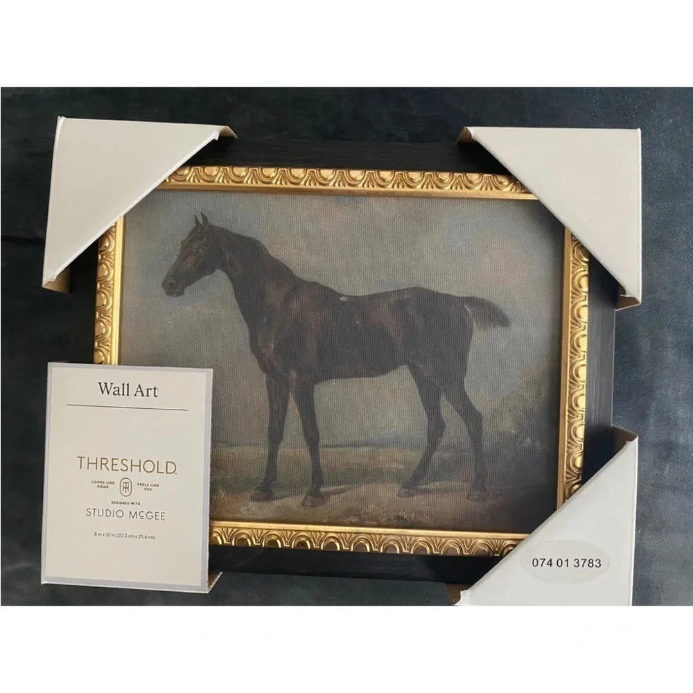 Studio McGee Stallion Art  Wall Canvas Antique Gold Horse Home Decor NWT - Picture 6 of 6